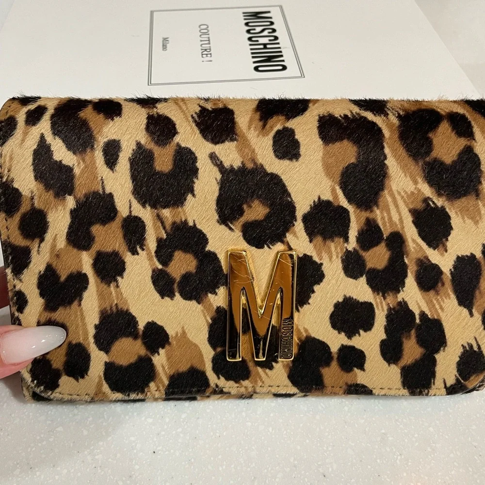 Moschino Leopard Print Pony Hair M Bag - Picture 4 of 6
